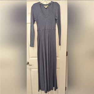 Karen Alexander Boston Proper Y2K knit ribbed long maxi dress v-neck gray size M